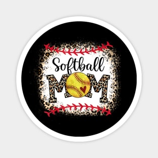 Softball Mom Leopard Funny Baseball Mom Mother's Day 2022 Shirt Magnet